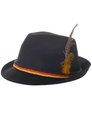 Classic Black Oktoberfest Costume Hat with Feather