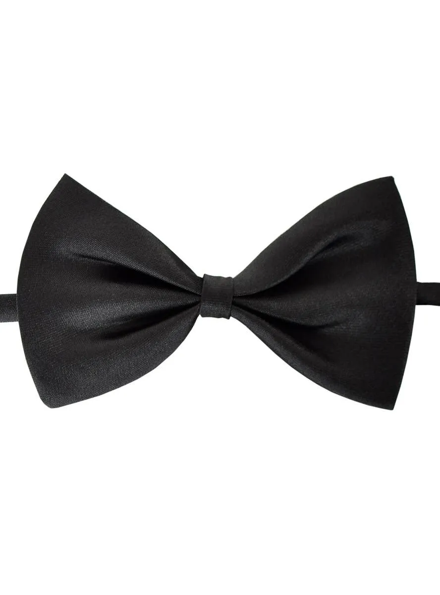 Classic Black Satin Adjustable Costume Bow Tie