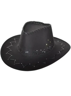 Classic Black Suede Cowboy Hat Costume Accessory