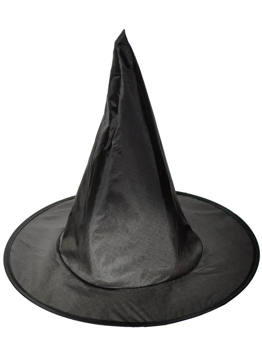 Classic Black Wide Brim Girls Halloween Witch Hat