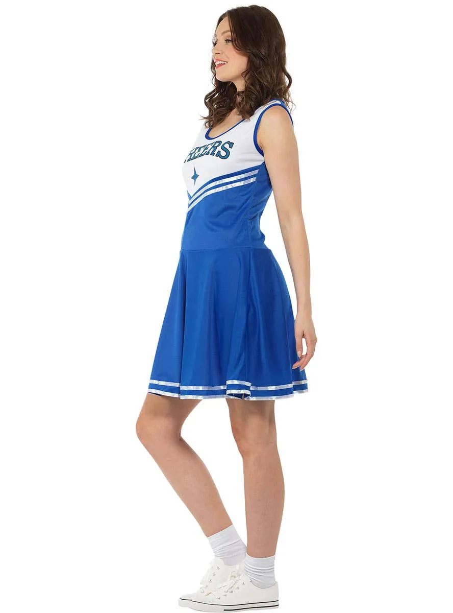 Classic Blue Cheerleader Womens Fancy Dress Costume