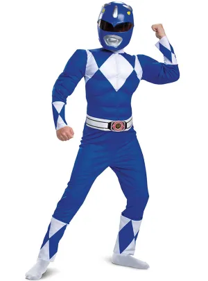 Classic Blue Power Ranger Boys Muscle Chest Costume