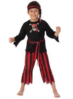 Classic Boys Red And Black Pirate Costume