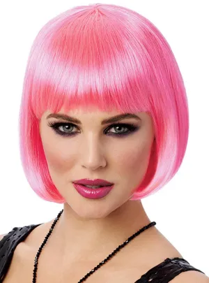 Classic Bright Pink Womens Bob Costume Wig