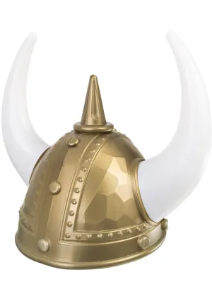 Classic Gold Viking Helmet with White Horns