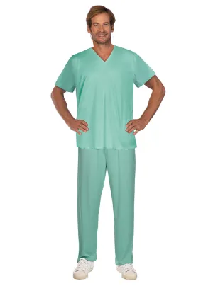 Classic Green Surgical Scrubs Mens Costume