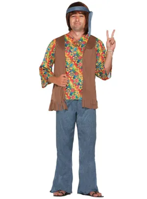 Classic Hippie Dude Mens 70s Costume
