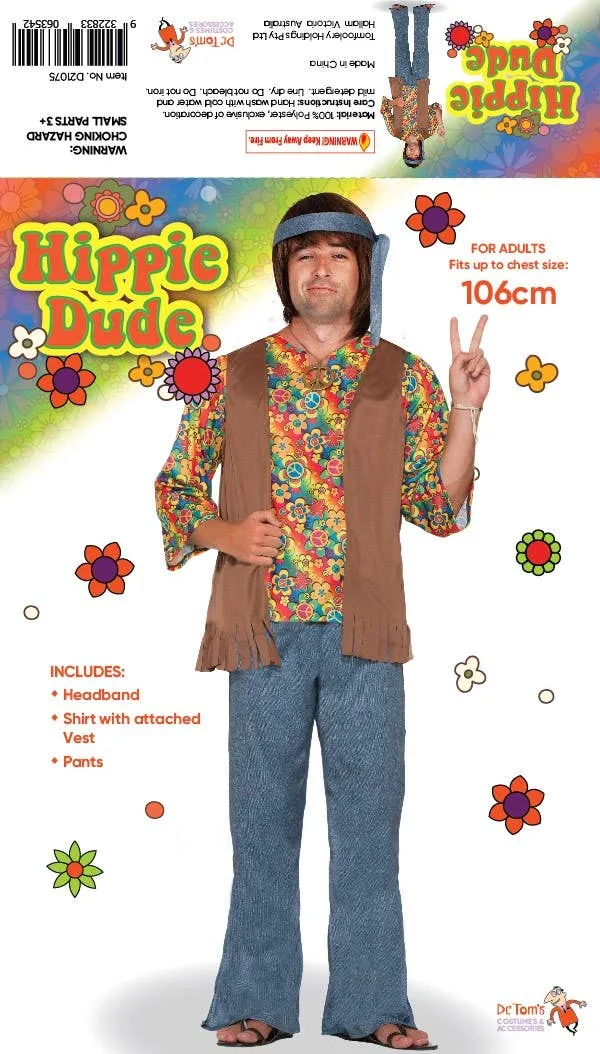 Classic Hippie Dude Mens 70s Costume