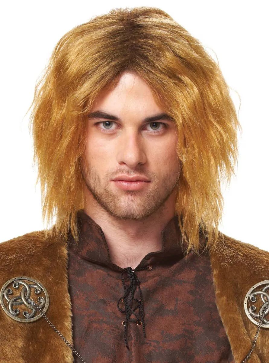 Classic Honey Blond Medieval King Mens Costume Wig