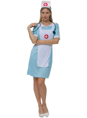 Classic Light Blue Womens Nurse Uniform Costume