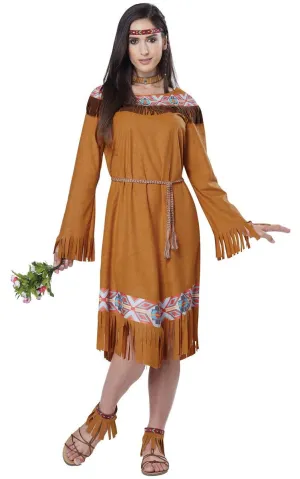 Classic Long Native American Womens Maiden Costume