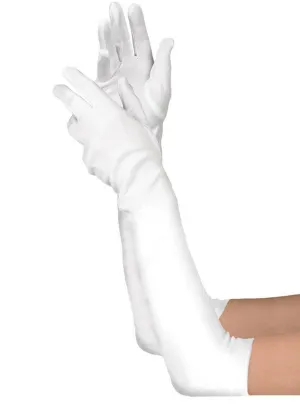 Classic Long White Over Elbow Adults Costume Gloves