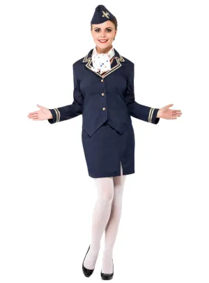 Classic Navy Blue Flight Attendant Womens Costume