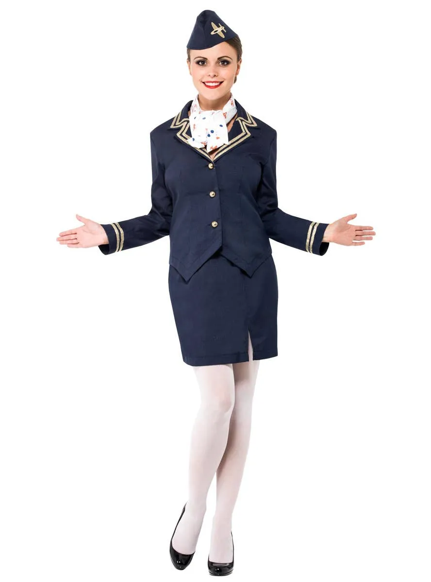 Classic Navy Blue Flight Attendant Womens Costume