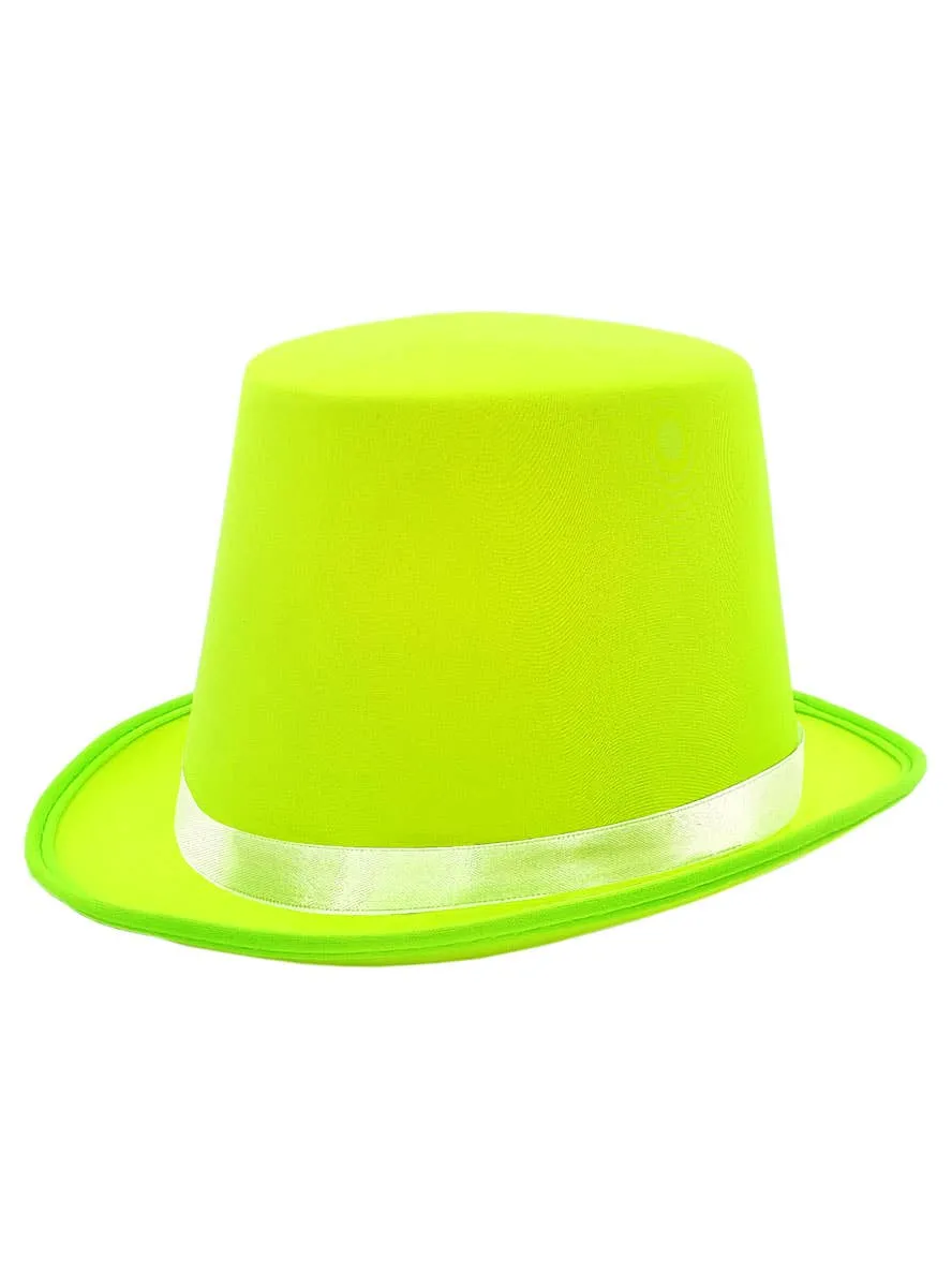 Classic Neon Green Tall Top Hat for Adults