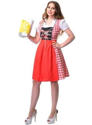 Classic Red and White Chequered Womens Oktoberfest Costume