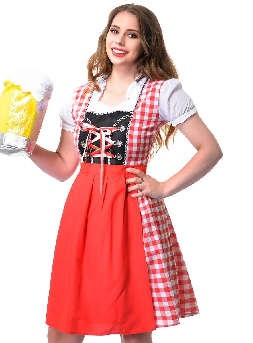 Classic Red and White Chequered Womens Oktoberfest Costume