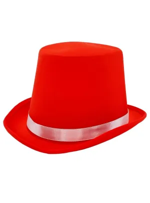 Classic Red Tall Top Hat for Adults