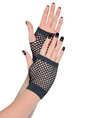 Classic Short Black Fingerless Fishnet Gloves