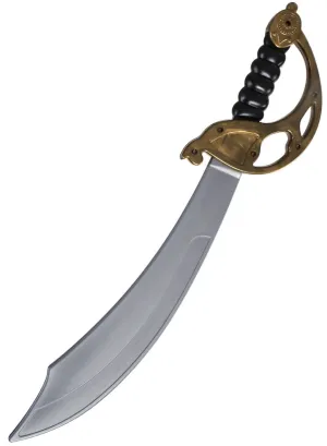 Classic Silver Pirate Cutlass Costume Sword with Gold Handle