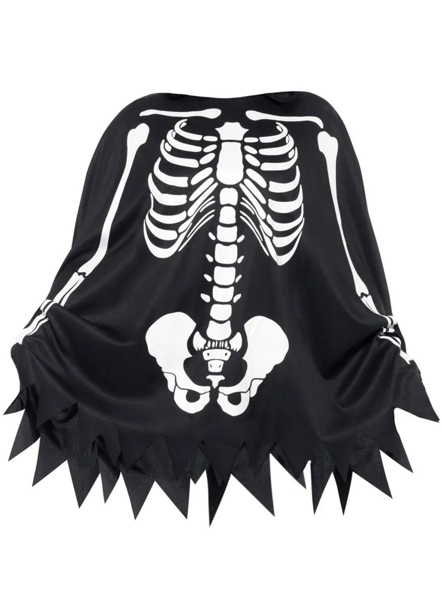 Classic Skeleton Womens Halloween Costume Poncho