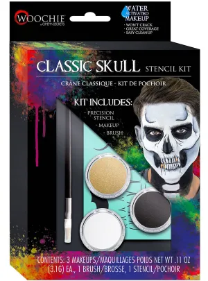 Classic Skull Stencil and Face Paint Halloween Makeup Kit