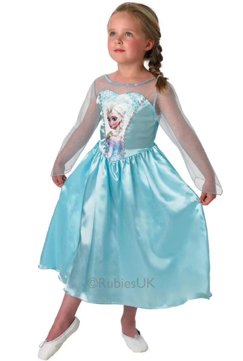 Classic Snow Queen Elsa Girls Fancy Dress Costume
