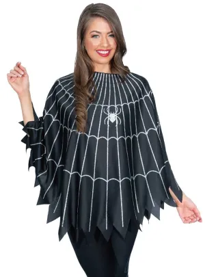Classic Spiderweb Print Womens Halloween Costume Poncho