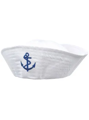 Classic White Sailor Gob Costume Hat with Anchor