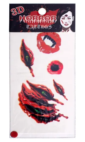 Claw and Teeth 3D Halloween Temporary Tattoos
