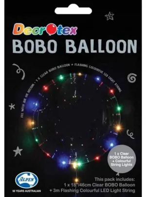 Clear 45cm Round Bobo Balloon With Rainbow LED Lights