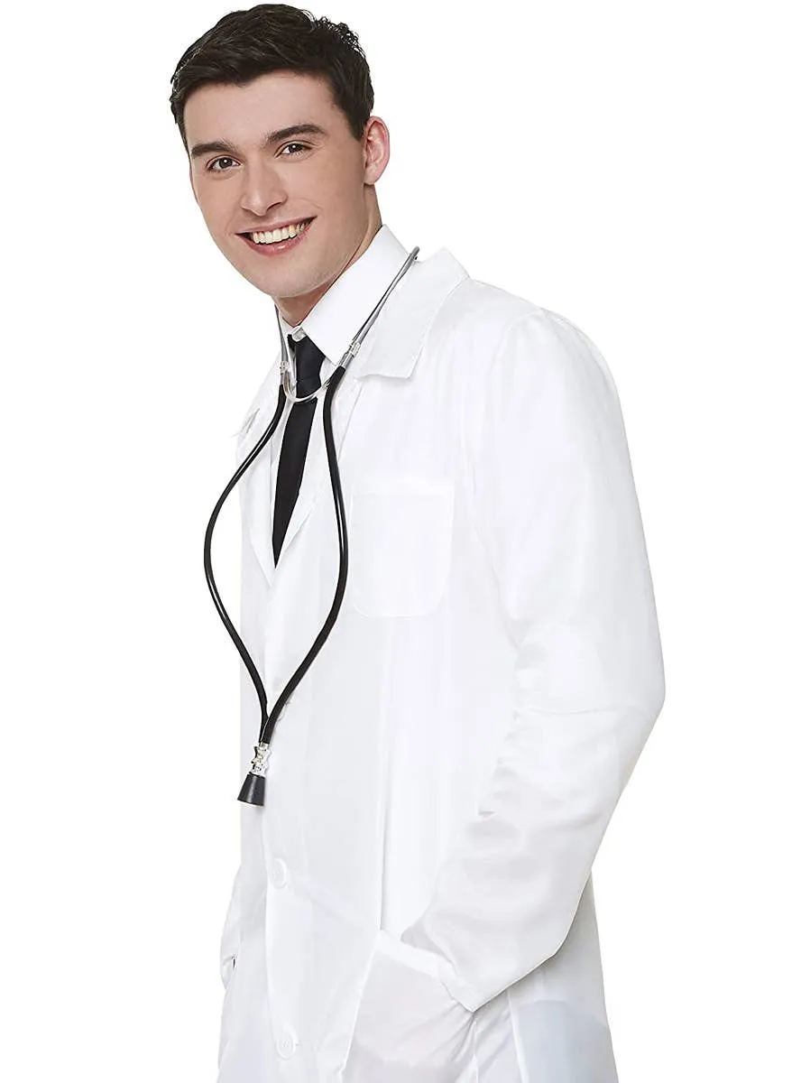 Clinical White Mid Length Mens Doctor's Coat Costume