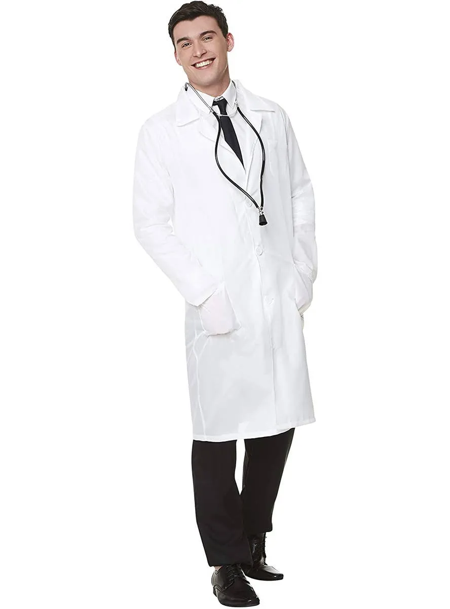 Clinical White Mid Length Mens Doctor's Coat Costume