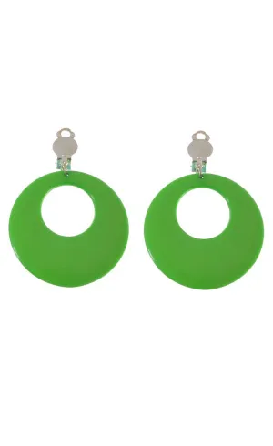 Clip On Round Green Novelty Earrings