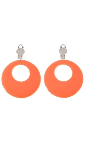Clip On Round Orange Novelty Earrings