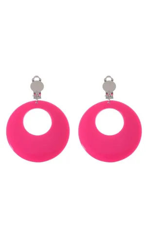Clip On Round Pink Novelty Earrings