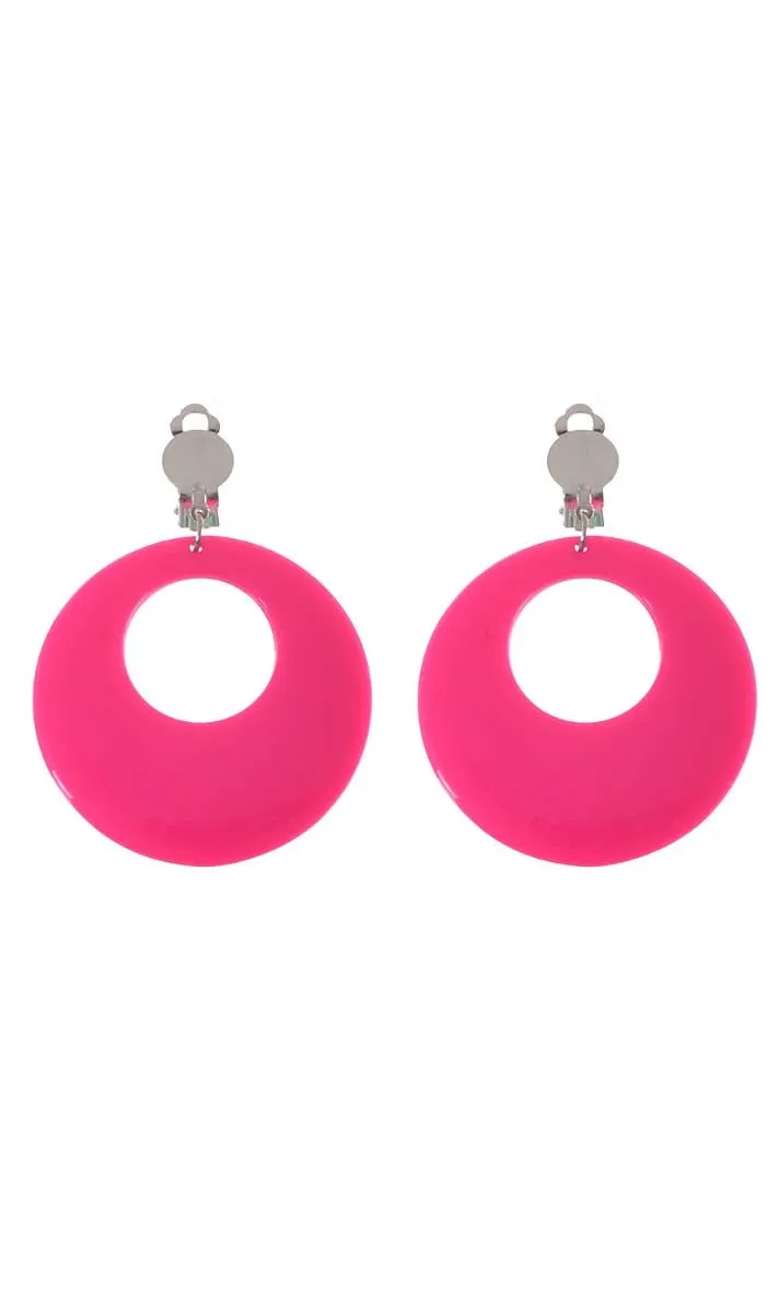 Clip On Round Pink Novelty Earrings