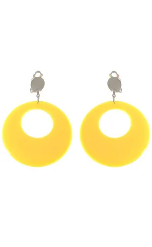 Clip On Round Yellow Novelty Earrings