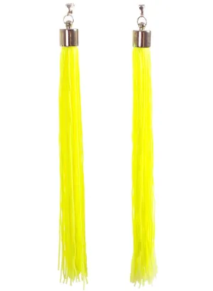 Clip On Yellow Tassel 1980s Costume Earrings