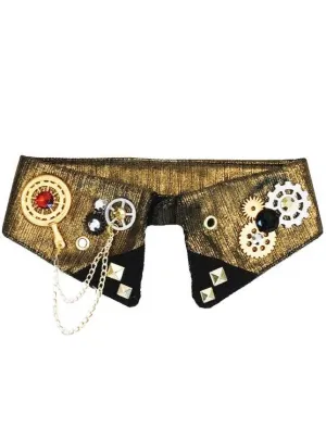 Clockwork Gold Fabric Steampunk Collar Costume Accessory