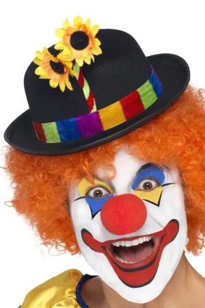 Clowning Around Black Bowler Hat with Flowers