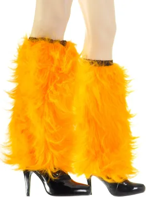 Club Candy Bright Orange Womens Fur Leg Warmers