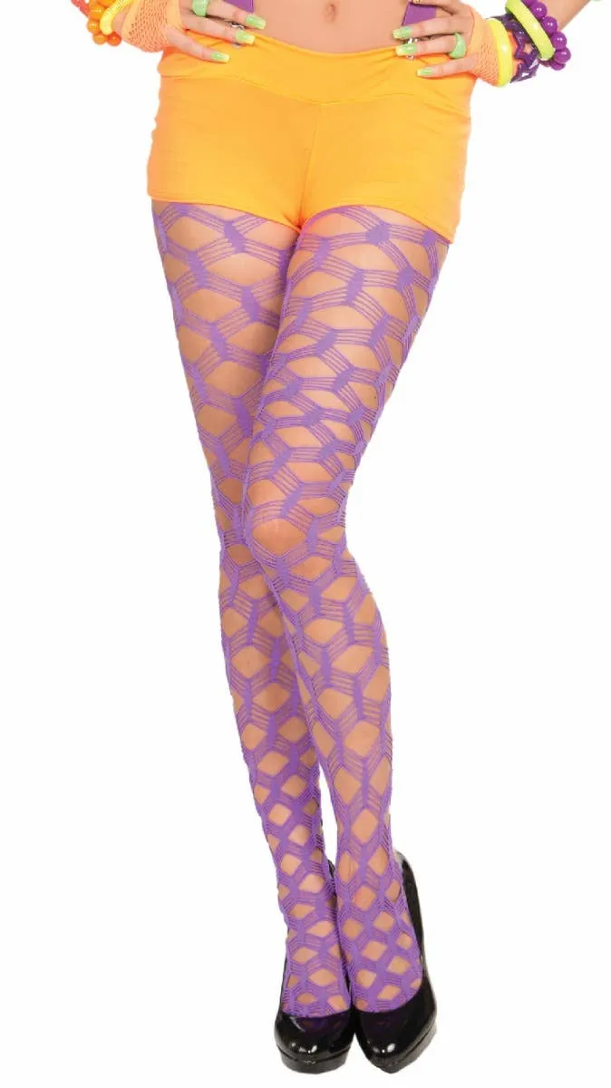 Club Candy Purple Wide Fishnet Stockings
