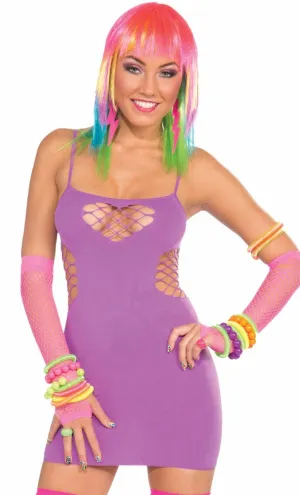 Club Candy Womens Purple Fishnet Costume Dress