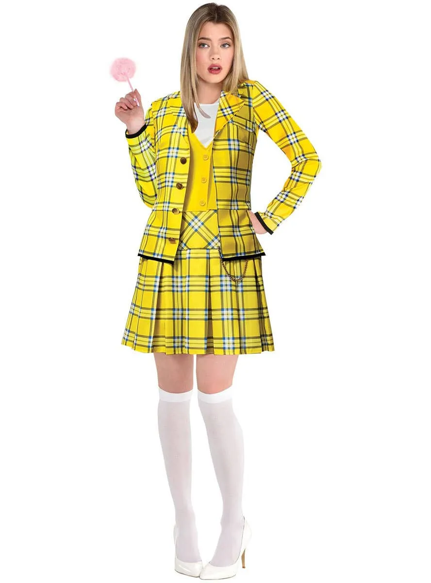 Clueless Womens Yellow Tartan Cher Dress Up Costume