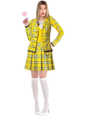Clueless Womens Yellow Tartan Cher Dress Up Costume