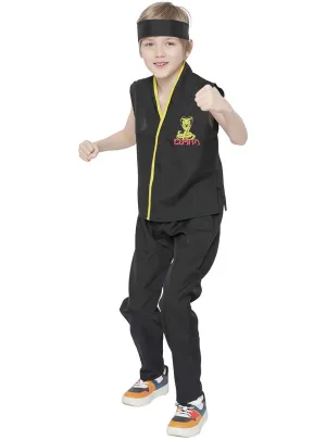 Cobra Boys Black Karate Kid Fancy Dress Costume