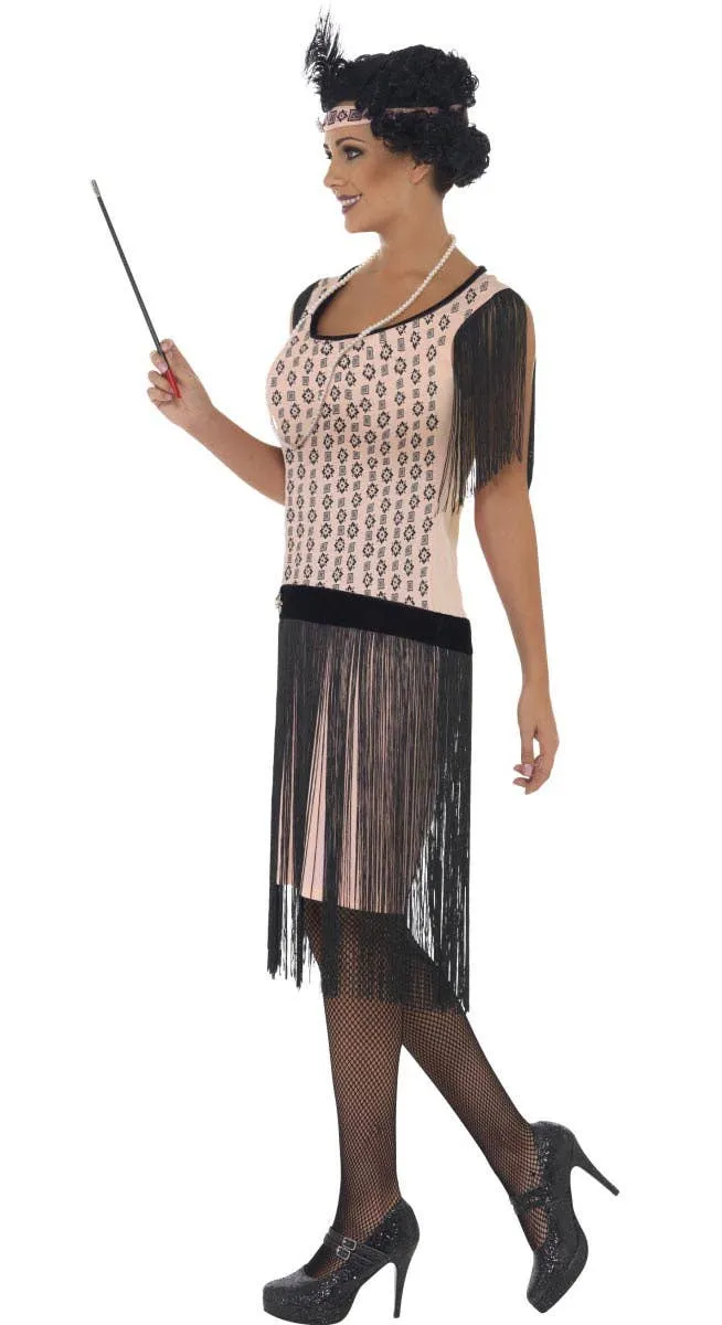 Coco 1920s Womens Pink and Black Gatsby Dress Costume