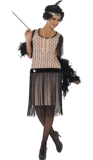 Coco 1920s Womens Pink and Black Gatsby Dress Costume