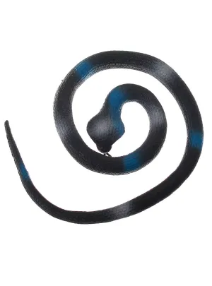 Coiled Blue and Black Rubber Snake Halloween Prop